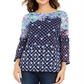 Camiseta feminina de malha estampada Charter Club, azul, tamanho XX-G