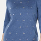 Karen Scott Top Feminino de Algodão com Ilhós Azul Tamanho Grande