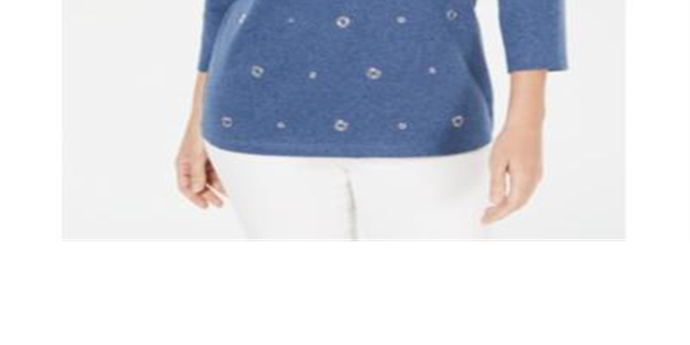 Karen Scott Top Feminino de Algodão com Ilhós Azul Tamanho Grande