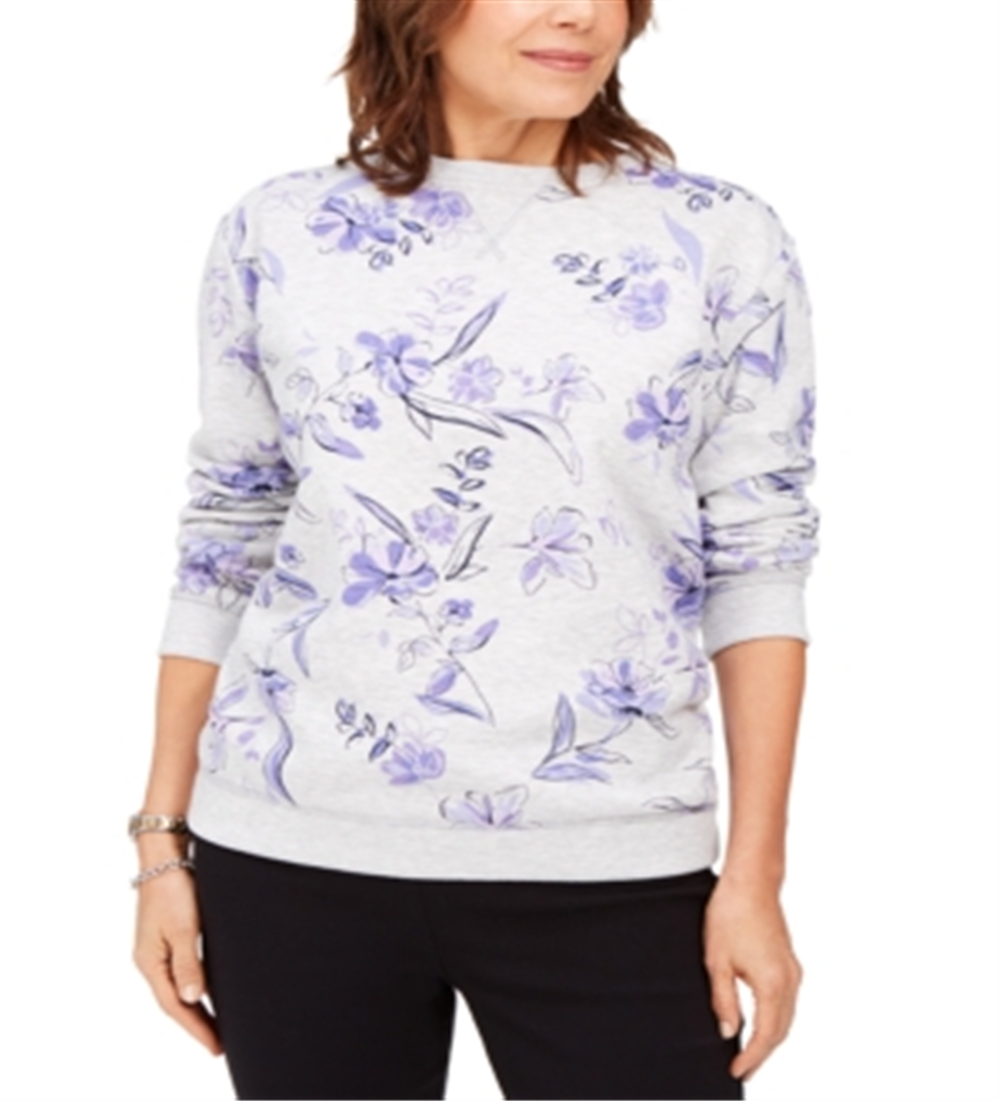 Karen Scott Moletom Feminino de Lã com Estampa Floral Roxo Tamanho XS
