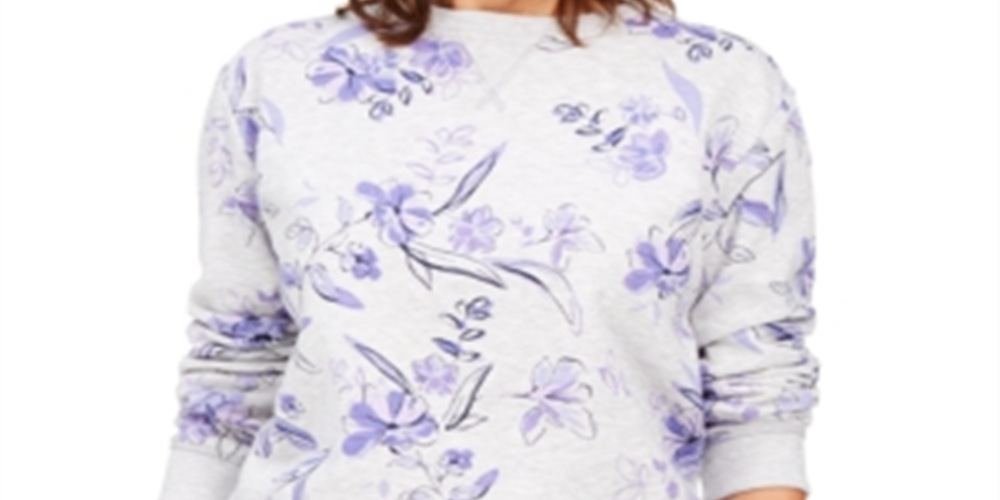 Karen Scott Moletom Feminino de Lã com Estampa Floral Roxo Tamanho XS