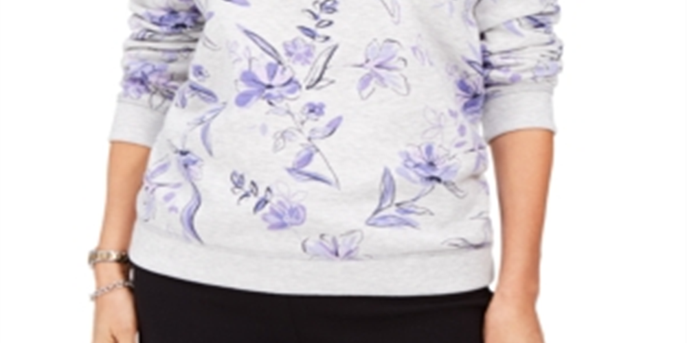 Karen Scott Moletom Feminino de Lã com Estampa Floral Roxo Tamanho XS