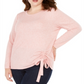 Blusa feminina plus size com cordão e franzido INC International Concepts, rosa, tamanho 0X