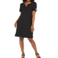 Vestido de algodão com decote em V feminino Karen Scott, preto, tamanho P