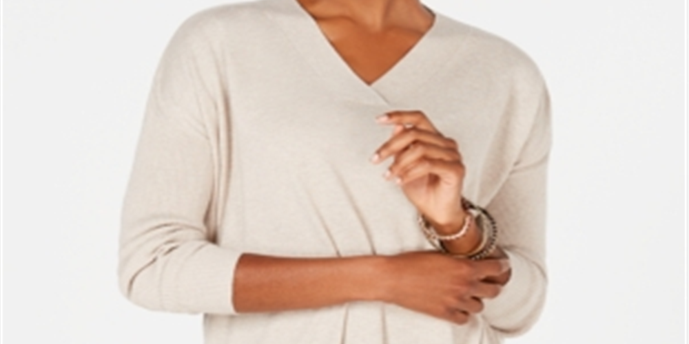 Suéter túnica feminino com decote em V estilo &amp; co, marrom, tamanho XX-grande