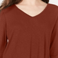 Top feminino de chiffon com decote em V e bainha, estilo &amp; co, vermelho, tamanho grande