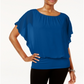 Blusa feminina manga bufante JM Collection azul tamanho pequeno G