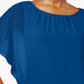 Blusa feminina manga bufante JM Collection azul tamanho pequeno G