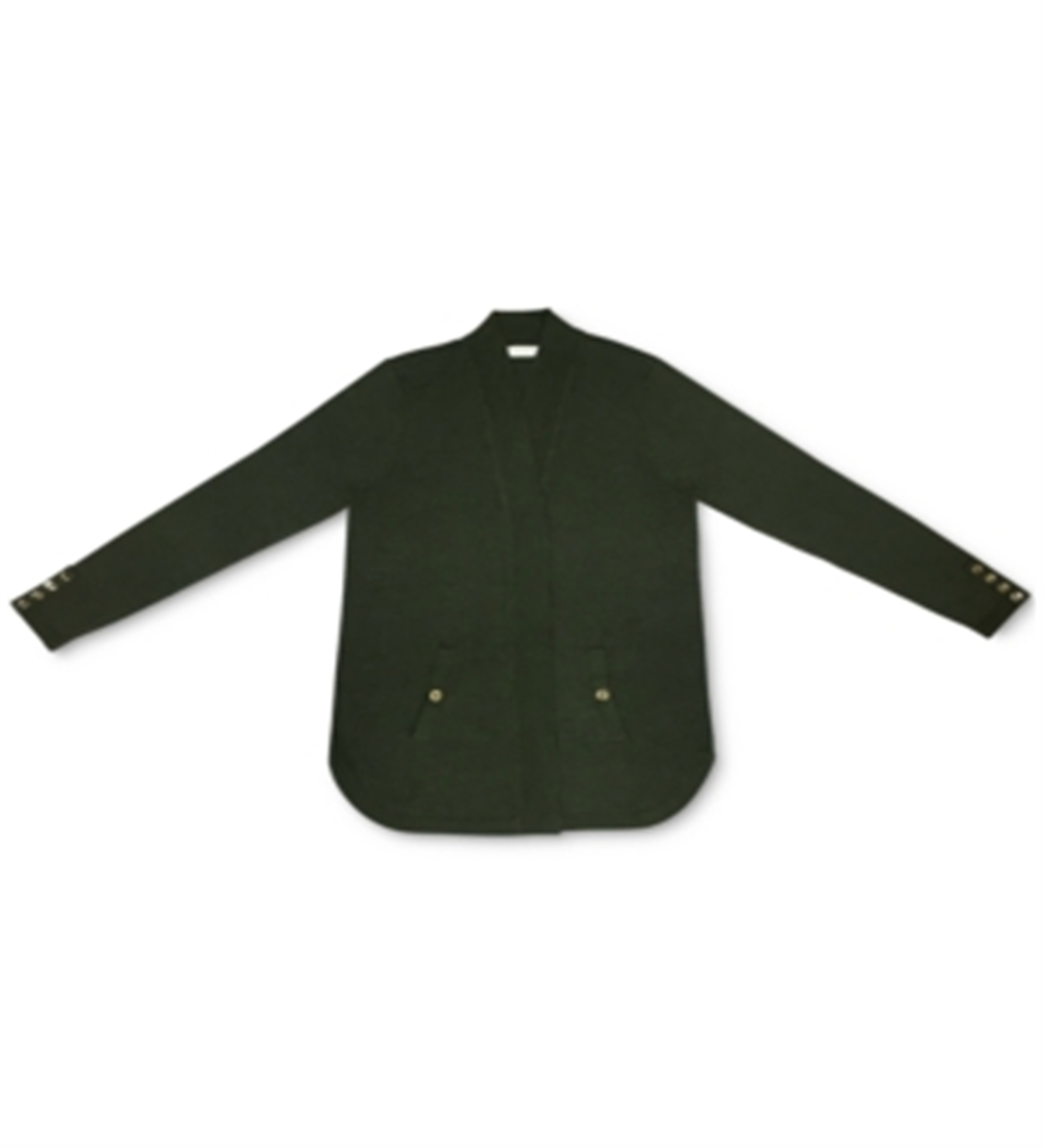Cardigan feminino Charter Club com bainha curva e cor lisa, verde, tamanho extragrande