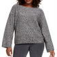 Suéter feminino estilo &amp; co com manga flare mesclada, cinza, tamanho grande