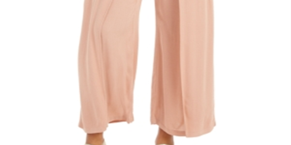 Calça feminina texturizada com amarração na cintura, perna larga, rosa, tamanho extragrande