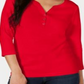 Karen Scott Top Henley de algodão feminino vermelho tamanho X-S