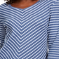Blusa feminina listrada com decote em V Karen Scott, azul, tamanho X-S