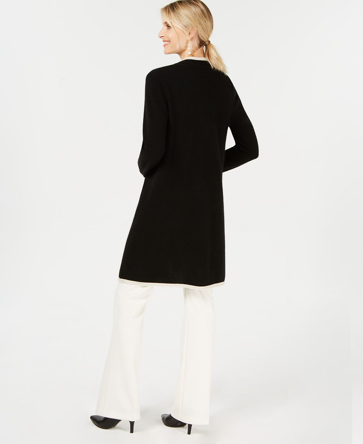 Suéter feminino Charter Club Pure Cashmere Completer, preto, tamanho P