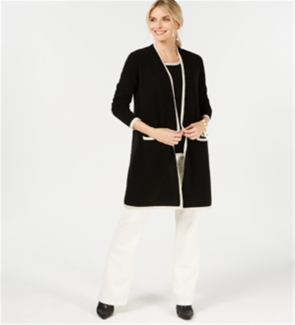 Suéter feminino Charter Club Pure Cashmere Completer, preto, tamanho P