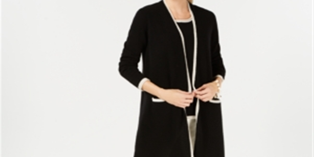 Suéter feminino Charter Club Pure Cashmere Completer, preto, tamanho P