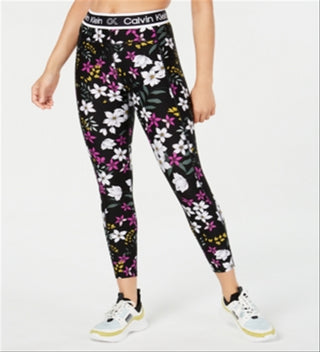 Calça legging feminina Calvin Klein Performance Midnight Garden estampada, preta, tamanho GG