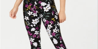 Calça legging feminina Calvin Klein Performance Midnight Garden estampada, preta, tamanho GG