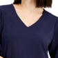 JM Collection Blusa feminina com manga bufante e decote em V, azul, tamanho extragrande