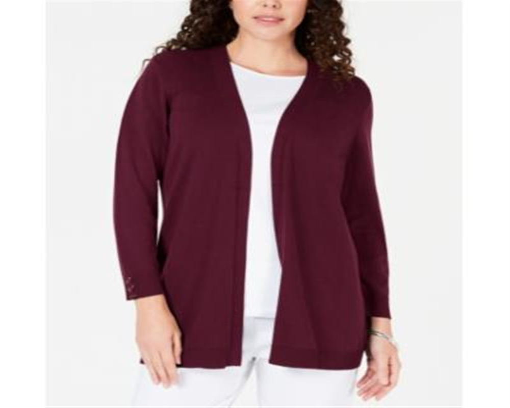 Karen Scott Cardigan Feminino Frente Aberta Vermelho Tamanho Pequeno Pequeno