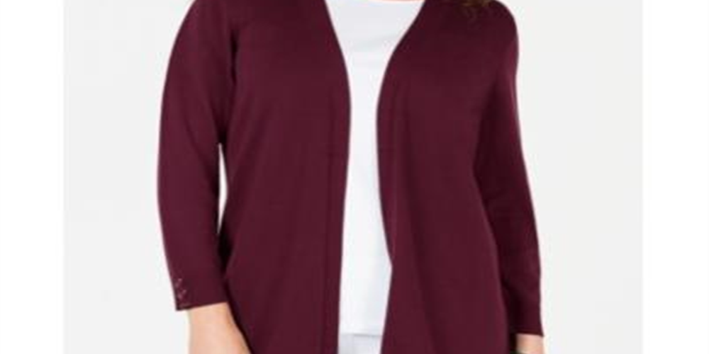Karen Scott Cardigan Feminino Frente Aberta Vermelho Tamanho Pequeno Pequeno