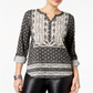Top utilitário estampado feminino Style &amp; Co, preto, tamanho pequeno