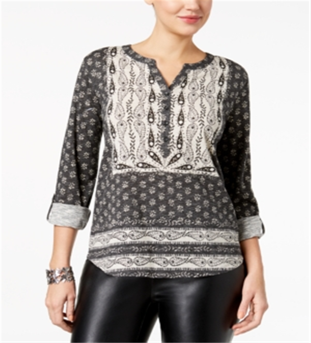 Top utilitário estampado feminino Style &amp; Co, preto, tamanho pequeno