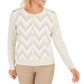 Cardigan feminino com estampa em zigue-zague Charter Club, branco, tamanho pequeno