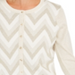 Cardigan feminino com estampa em zigue-zague Charter Club, branco, tamanho pequeno