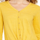 Blusa listrada com amarração frontal feminina Style &amp; Co, amarela, tamanho pequeno