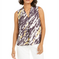 Blusa feminina com estampa animal abstrata e decote em V Bar III, preta, tamanho extragrande