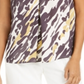 Blusa feminina com estampa animal abstrata e decote em V Bar III, preta, tamanho extragrande