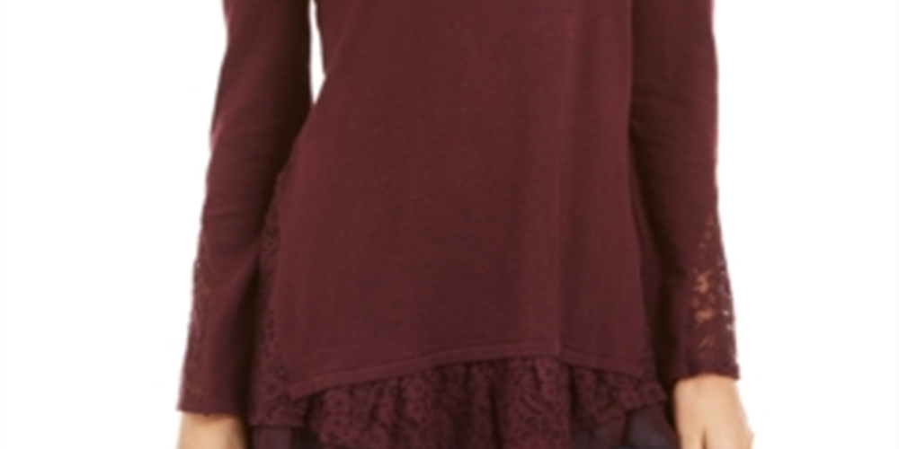 Blusa feminina de manga comprida com acabamento em renda, estilo Berry Jam, tamanho pequeno P