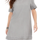 Vestido camiseta jeans com franjas feminino Style &amp; Co, cinza, tamanho X-S