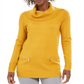 Suéter feminino com gola alta JM Collection, amarelo, tamanho XS