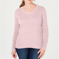 Karen Scott Suéter Feminino de Algodão com Gola V Rosa Tamanho XS