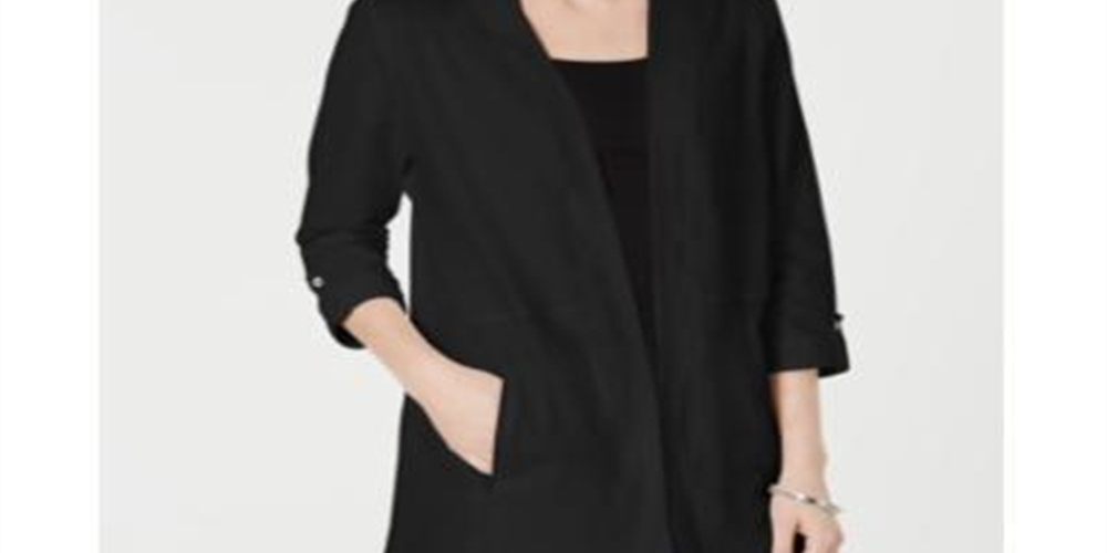 Karen Scott Suéter Feminino Manga 3/4 Frente Aberta Preto Tamanho Pequeno