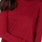 JM Collection Blusa feminina de manga comprida e gola alta, vermelha, tamanho pequeno