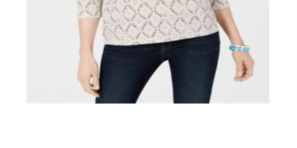 Blusa feminina Karen Scott com estampa de videira e manga 3/4, marrom, tamanho extragrande
