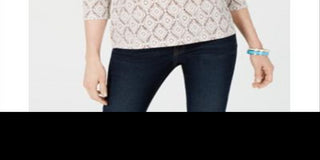 Blusa feminina Karen Scott com estampa de videira e manga 3/4, marrom, tamanho extragrande