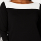 Karen Scott Suéter Feminino Contraste Manga 3/4 Algodão Preto Tamanho P