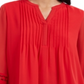 Top feminino Charter Club com manga transparente e pregas, vermelho, tamanho pequeno G
