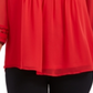 Top feminino Charter Club com manga transparente e pregas, vermelho, tamanho pequeno G