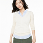 Suéter de cashmere feminino com decote em V Charter Club, branco, tamanho extragrande
