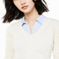 Suéter de cashmere feminino com decote em V Charter Club, branco, tamanho extragrande