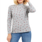 Karen Scott Camiseta Feminina Esqui Pinguins Estampada Gola Simulada Cinza Tamanho Grande