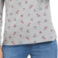 Karen Scott Camiseta Feminina Esqui Pinguins Estampada Gola Simulada Cinza Tamanho Grande