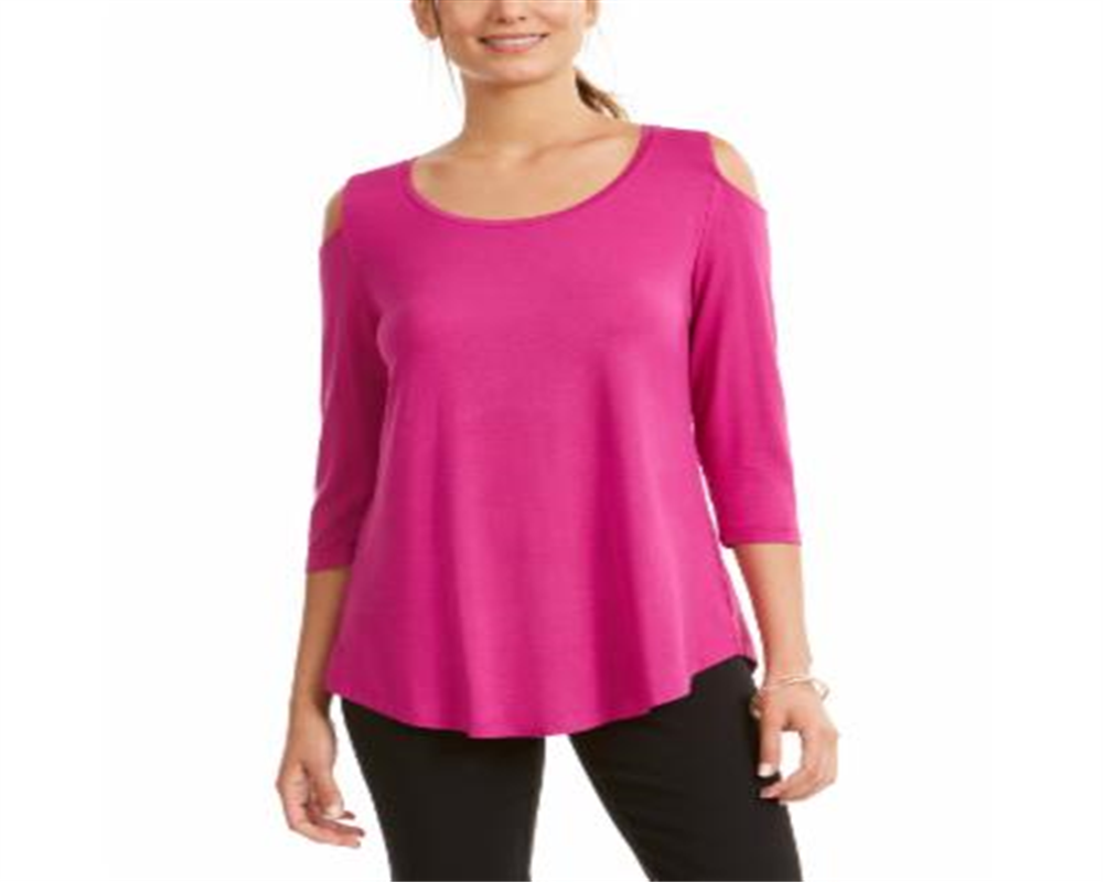 JM Collection Top feminino com ombros descobertos rosa chique tamanho pequeno GG