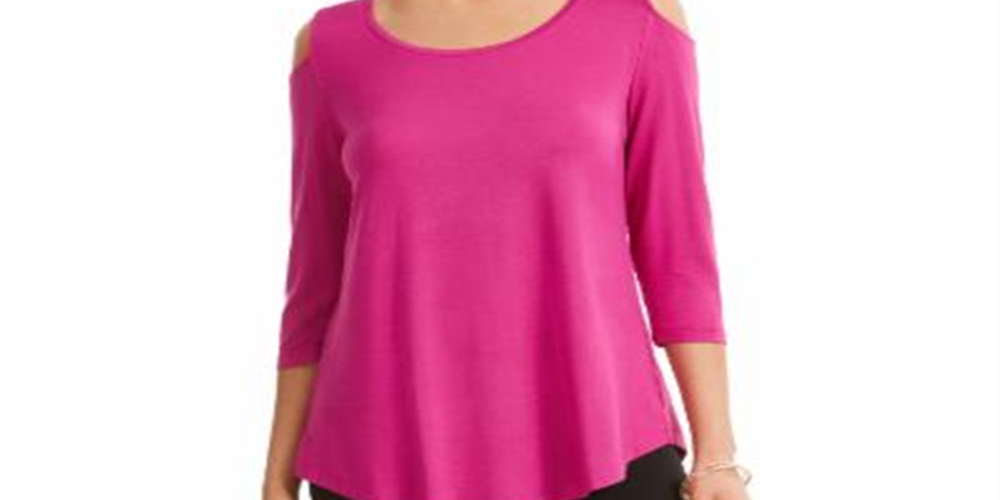 JM Collection Top feminino com ombros descobertos rosa chique tamanho pequeno GG