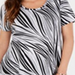 JM Collection Blusa feminina estampada com decote redondo, branca, vários tamanhos, média